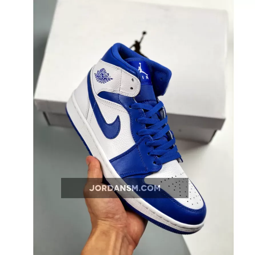 Air Jordan 1 Mid White/Hyper Royal 554724-114 Online