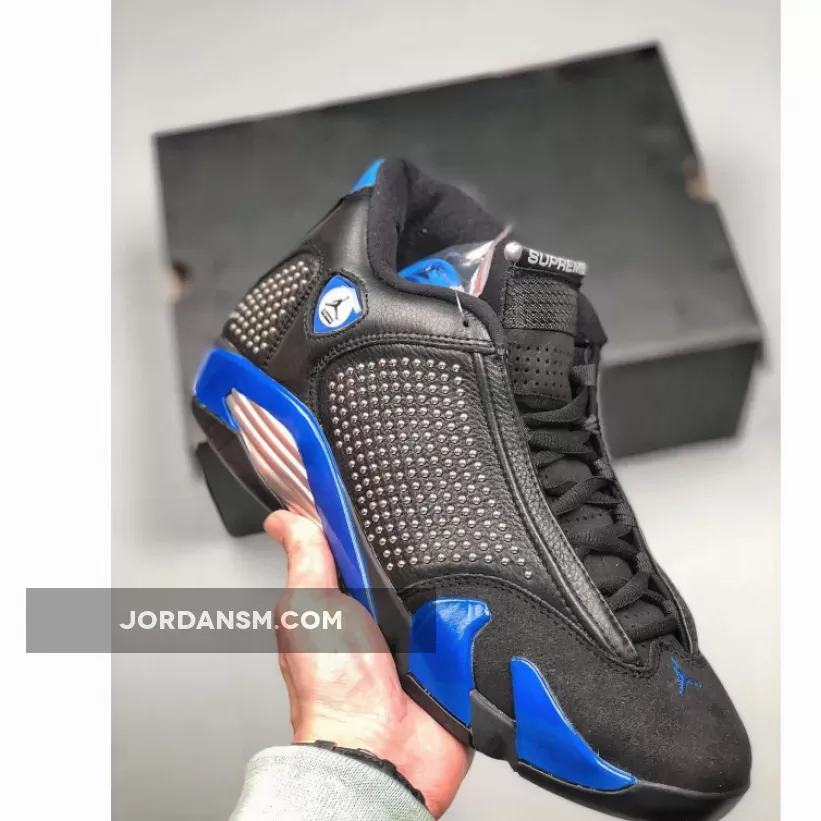 Supreme X Air Jordan 14 Black/Varsity Royal-Chrome BV7630-004 Restock