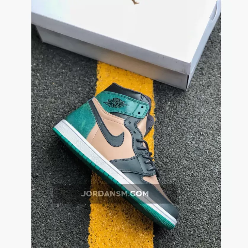 Air Jordan 1 High Premium Bio Beige/Black-Mystic Green / jordan 1 high beige