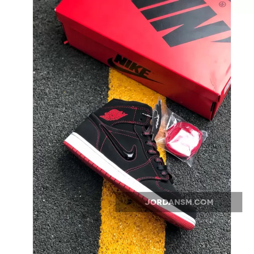 Air Jordan 1 Mid 'Fearless' Black/Gym Red-White Online