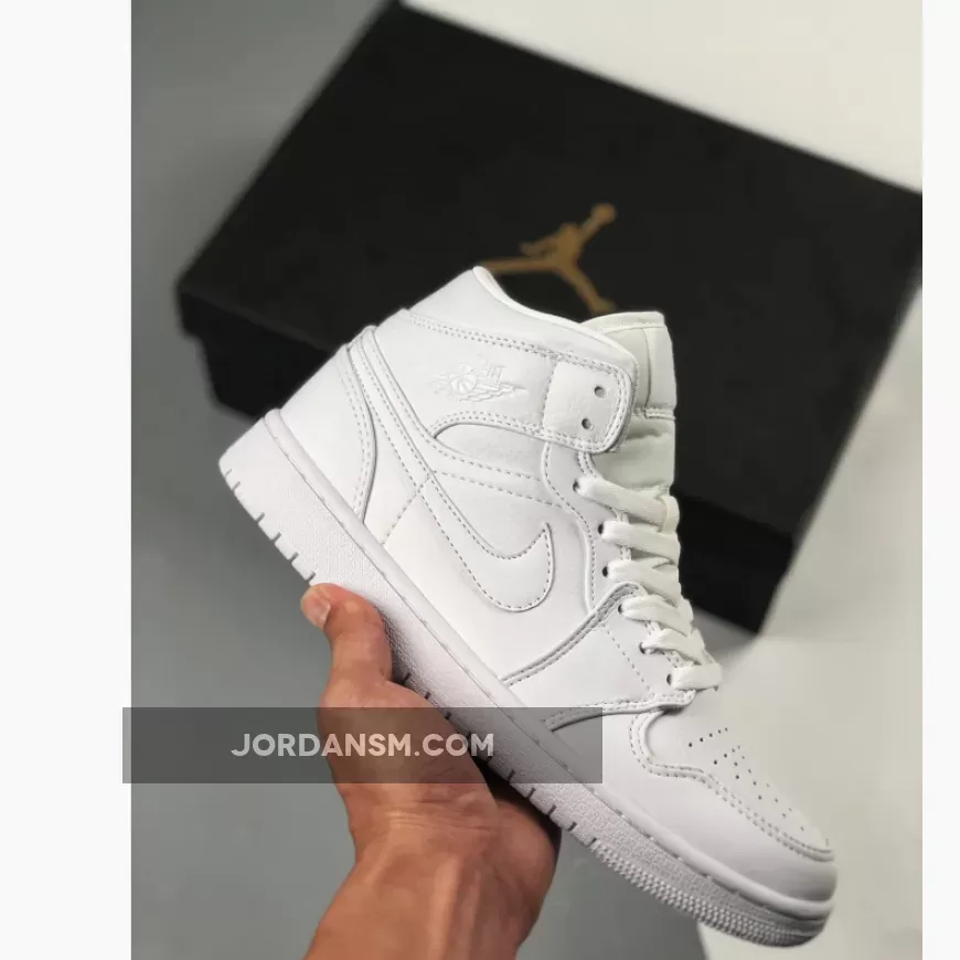 Air Jordan 1 Mid Triple White 554724-109 Online