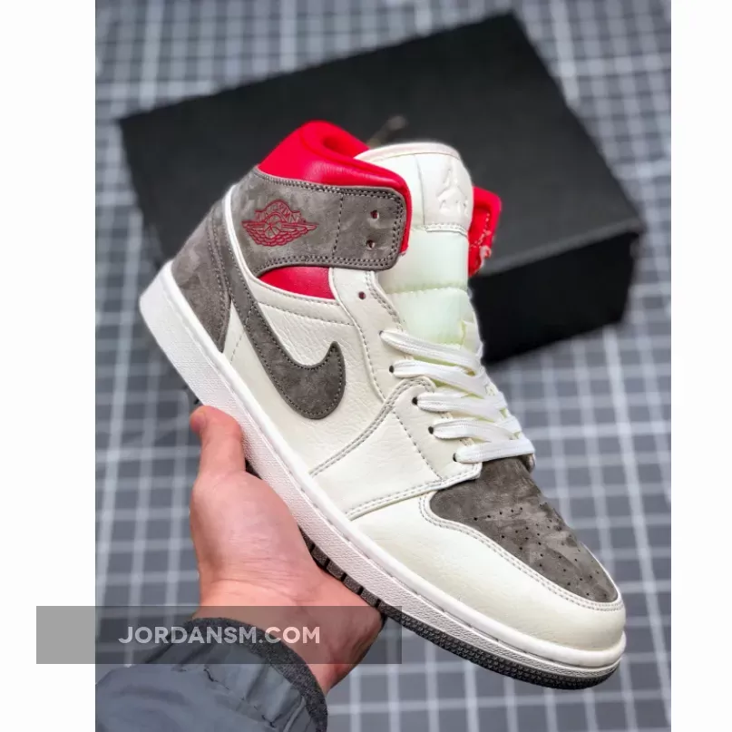 SNS X Air Jordan 1 Mid ’20th Anniversary’ Sail/Wolf Grey-Gym Red-White CT3443-100 Online