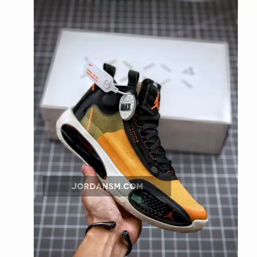 Air Jordan 34 Amber Rise/Black-Sail-Metallic Silver AR3240-800 New Releases
