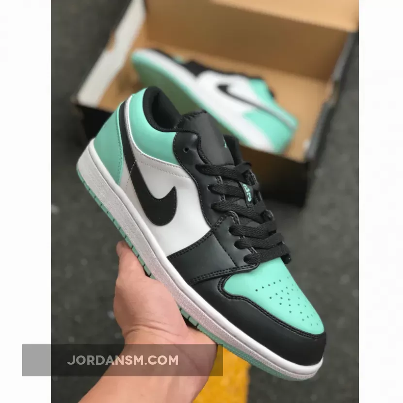 Air Jordan 1 Low White/Emerald Rise-Black 553558-117 Online