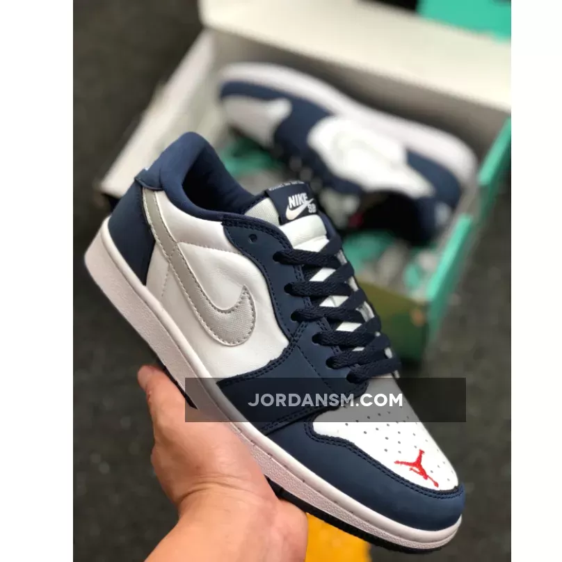 Nike SB X Air Jordan 1 Low Midnight Navy/White-Ember Glow-Metallic Silver CJ7891-400 Online