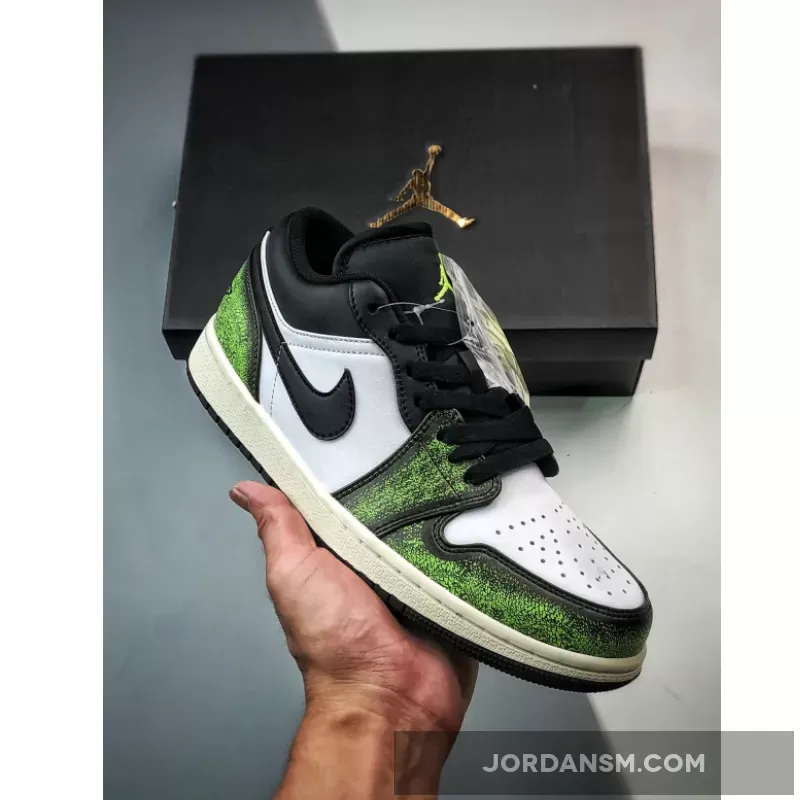 Air Jordan 1 Low Wear-Away Black Green DN3705-003 Restock