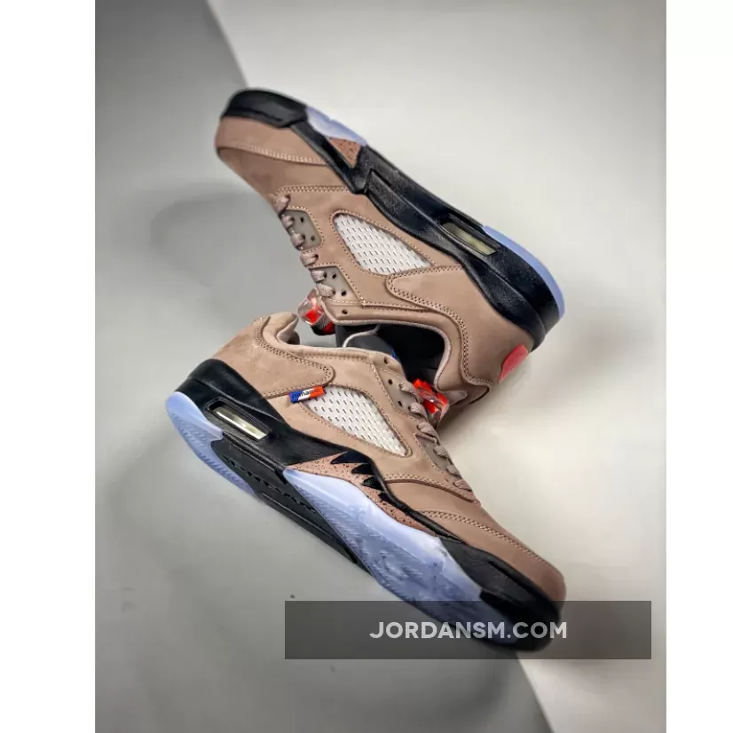PSG X Air Jordan 5 Low Pumice/Black/Game Royal-Plum Eclipse-Bright Crimson