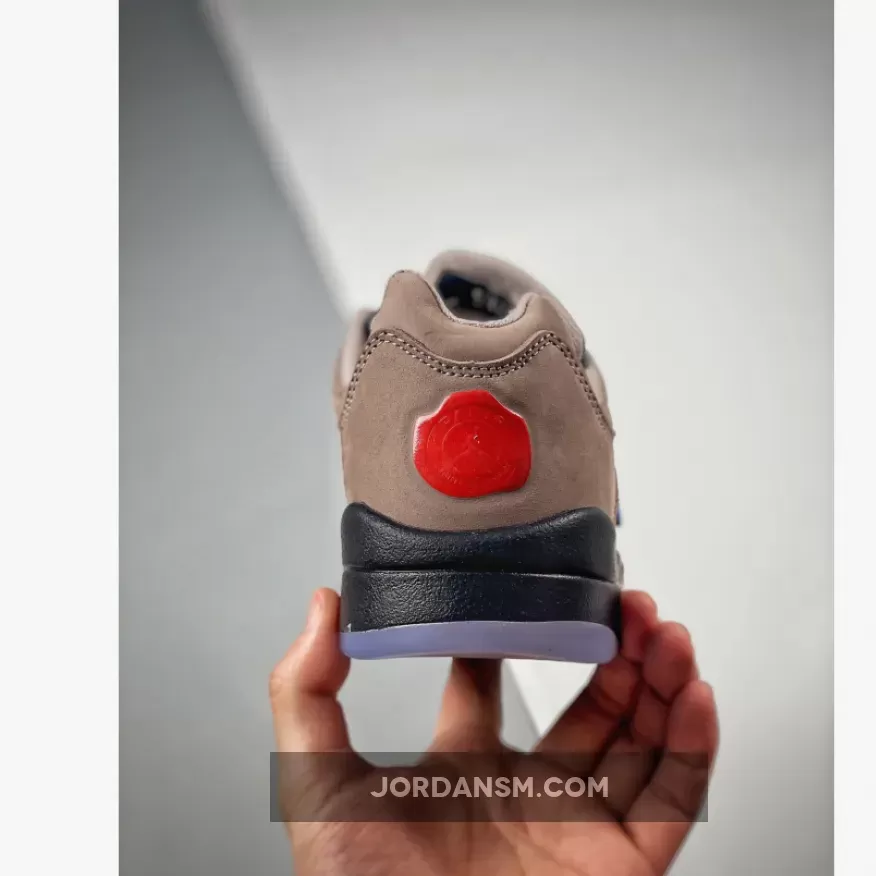 PSG X Air Jordan 5 Low Pumice/Black/Game Royal-Plum Eclipse-Bright Crimson