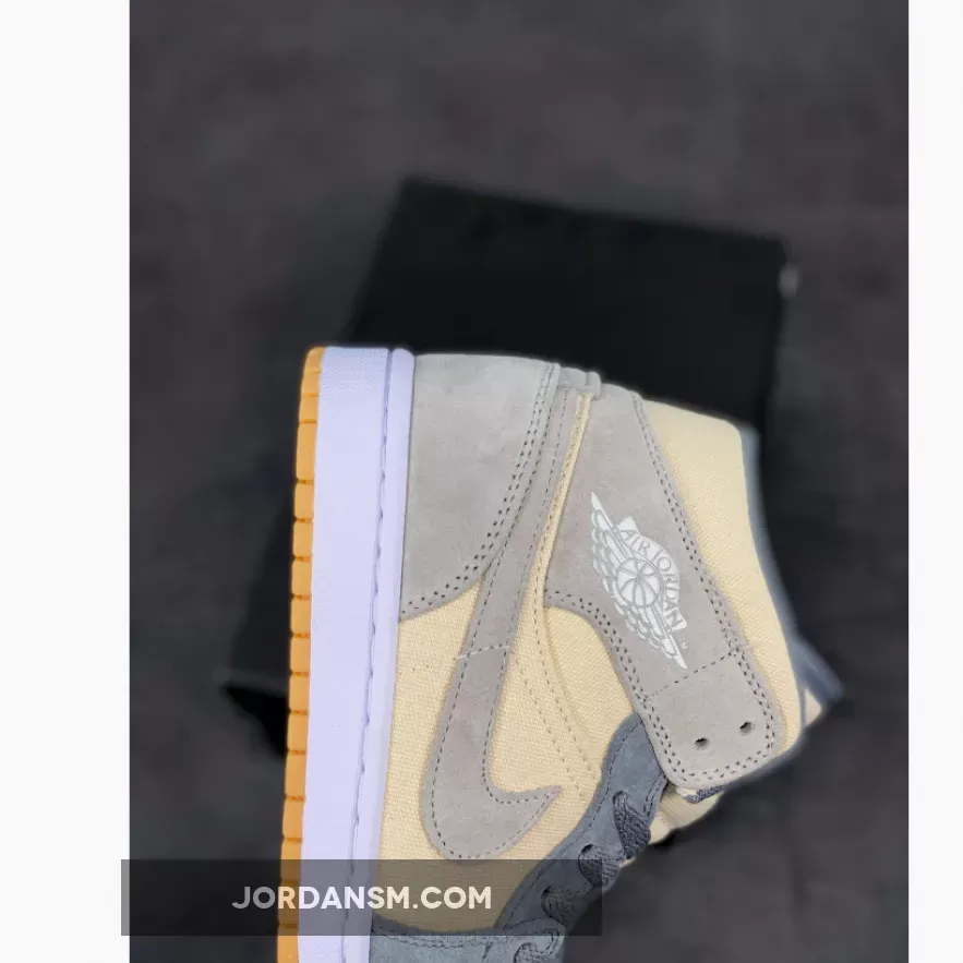 Air Jordan 1 Mid Cream Canvas And Grey Suede DN4346-100 Restock