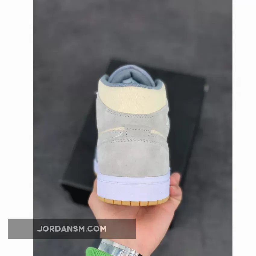 Air Jordan 1 Mid Cream Canvas And Grey Suede DN4346-100 Restock