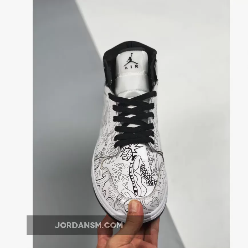Air Jordan 1 Mid DIY White/Black-Volt