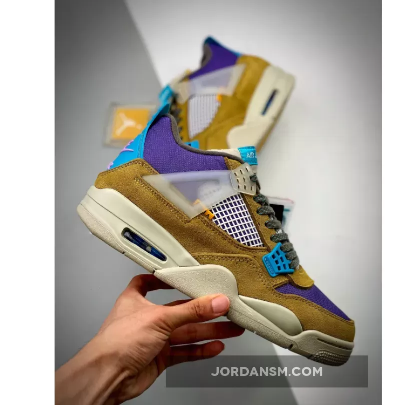 Union X Air Jordan 4 Desert Moss/Turquoise Blue-Dark Iris DJ5718-300 Online