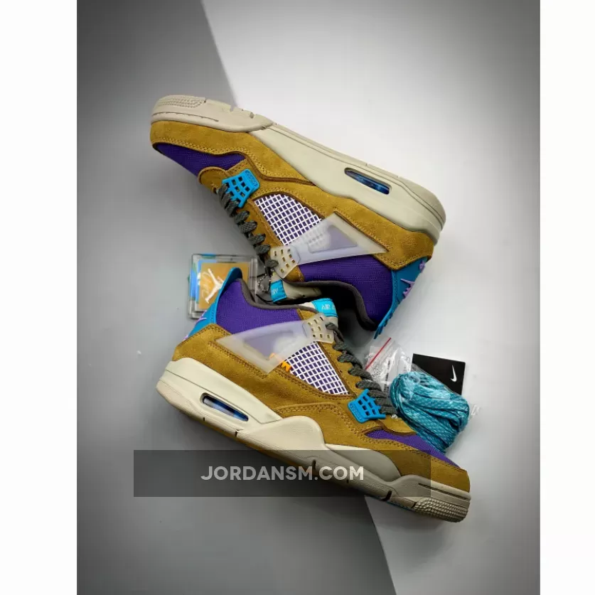 Union X Air Jordan 4 Desert Moss/Turquoise Blue-Dark Iris DJ5718-300 Online