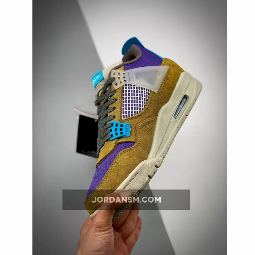 Union X Air Jordan 4 Desert Moss/Turquoise Blue-Dark Iris DJ5718-300 Online