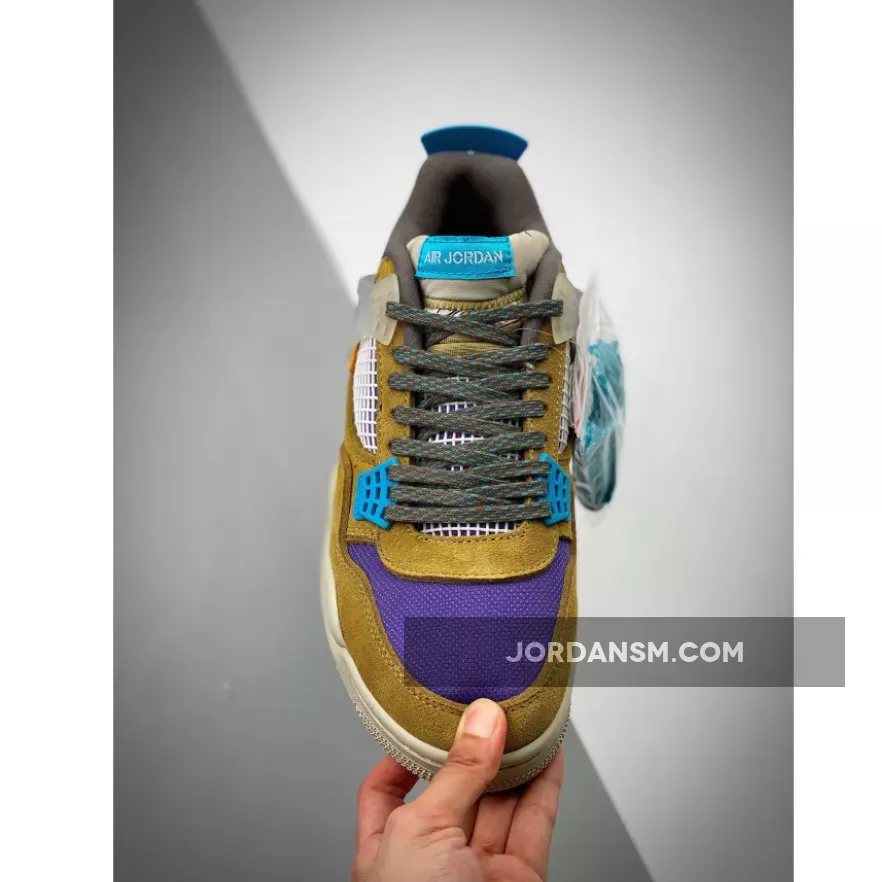 Union X Air Jordan 4 Desert Moss/Turquoise Blue-Dark Iris DJ5718-300 Online