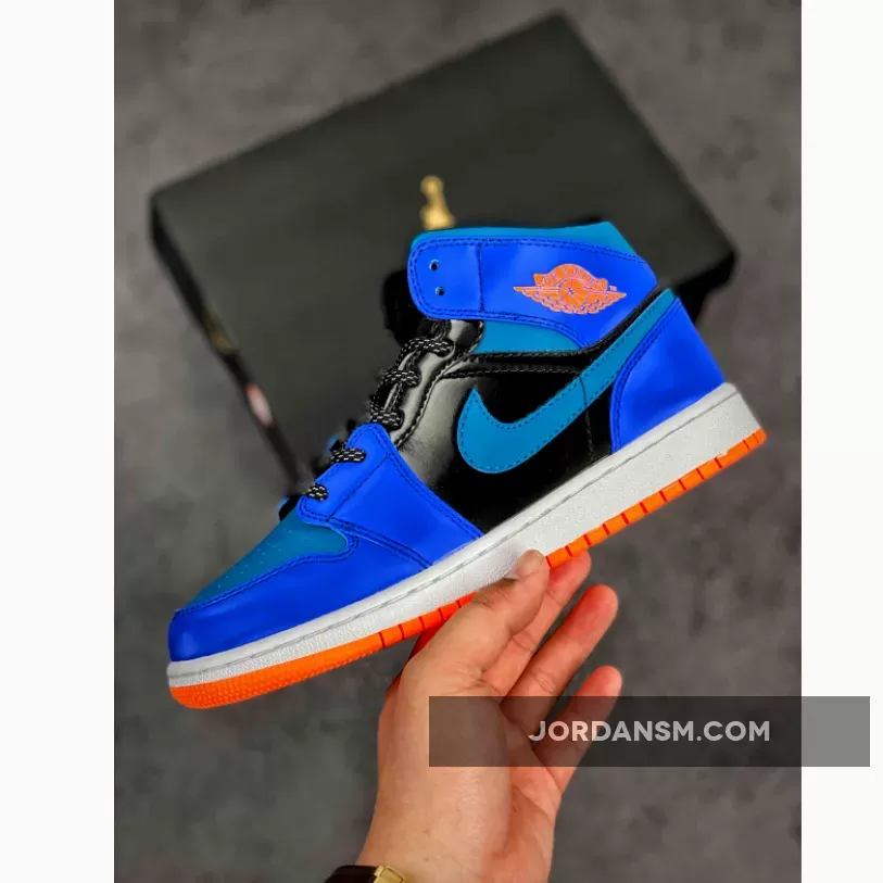 Air Jordan 1 Mid Racer Blue/Black/Total Orange/Green Abyss 554725-440 Restock