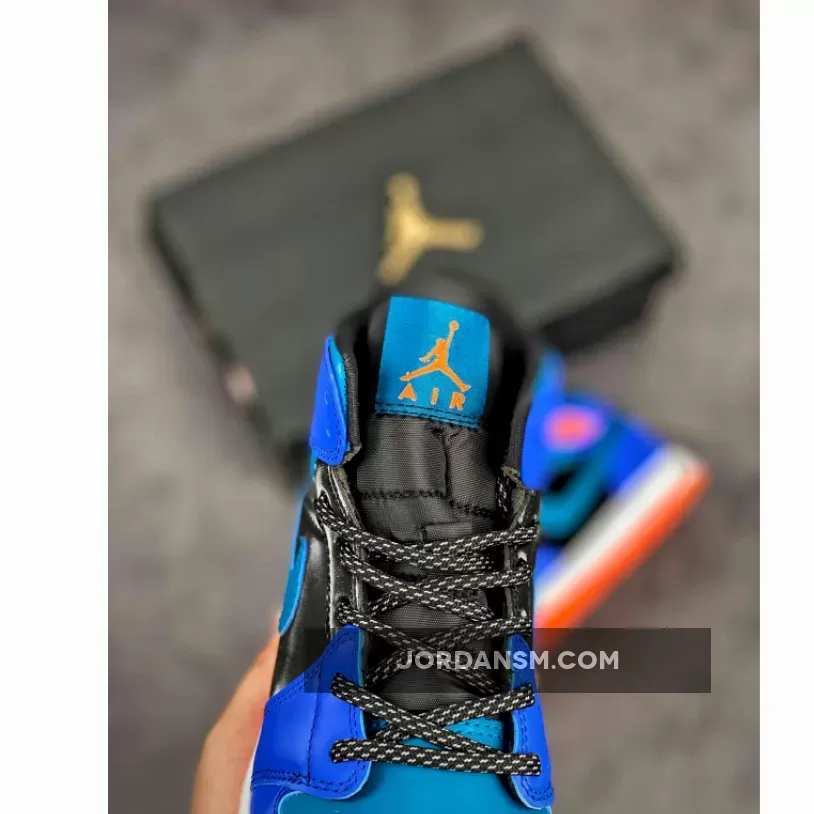 Air Jordan 1 Mid Racer Blue/Black/Total Orange/Green Abyss 554725-440 Restock