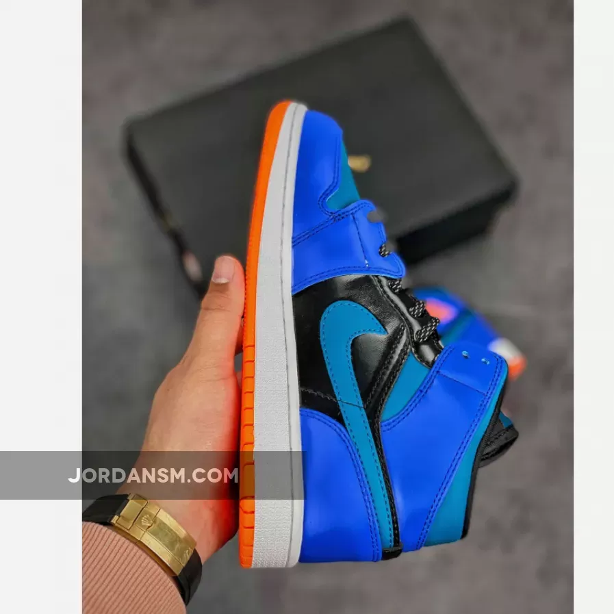 Air Jordan 1 Mid Racer Blue/Black/Total Orange/Green Abyss 554725-440 Restock
