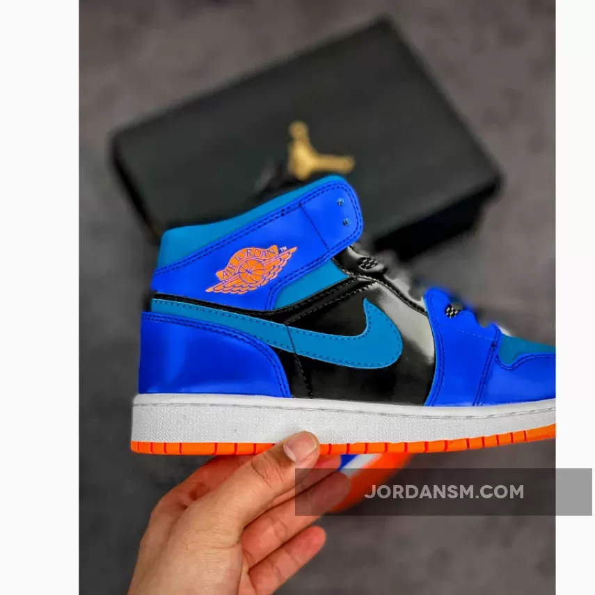 Air Jordan 1 Mid Racer Blue/Black/Total Orange/Green Abyss 554725-440 Restock