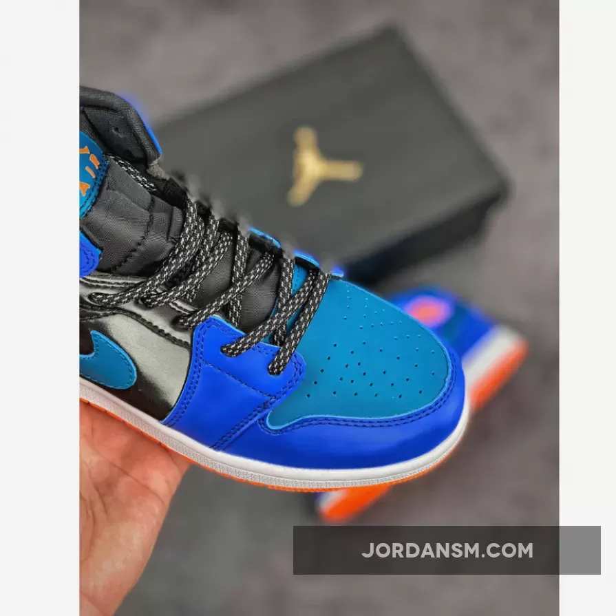 Air Jordan 1 Mid Racer Blue/Black/Total Orange/Green Abyss 554725-440 Restock