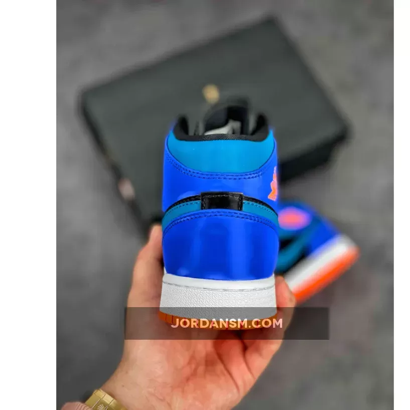 Air Jordan 1 Mid Racer Blue/Black/Total Orange/Green Abyss 554725-440 Restock