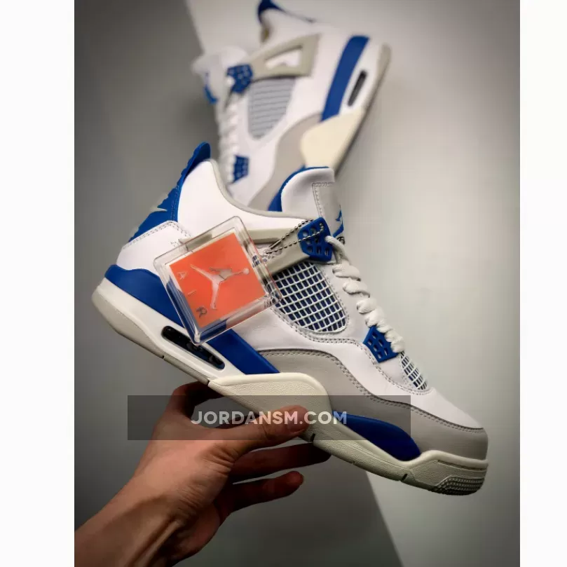 Air Jordan 4 Retro White/Neutral Grey-Military Blue 308497-105 / 308497105