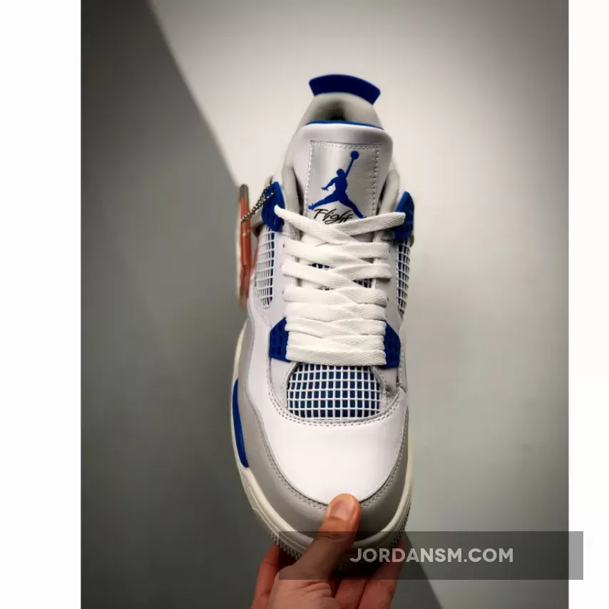 Air Jordan 4 Retro White/Neutral Grey-Military Blue 308497-105 / 308497105