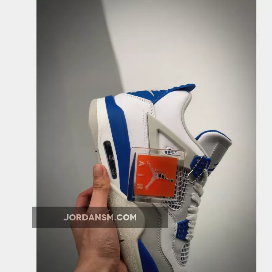 Air Jordan 4 Retro White/Neutral Grey-Military Blue 308497-105 / 308497105