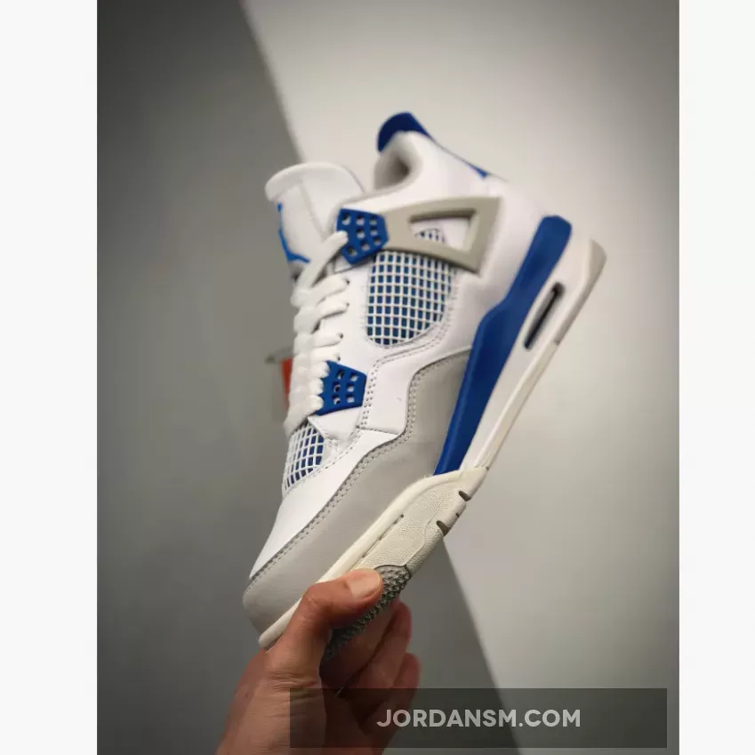 Air Jordan 4 Retro White/Neutral Grey-Military Blue 308497-105 / 308497105