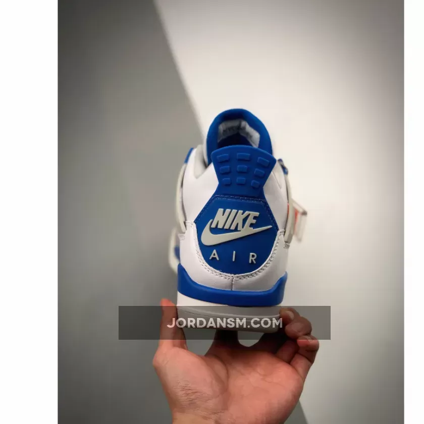 Air Jordan 4 Retro White/Neutral Grey-Military Blue 308497-105 / 308497105