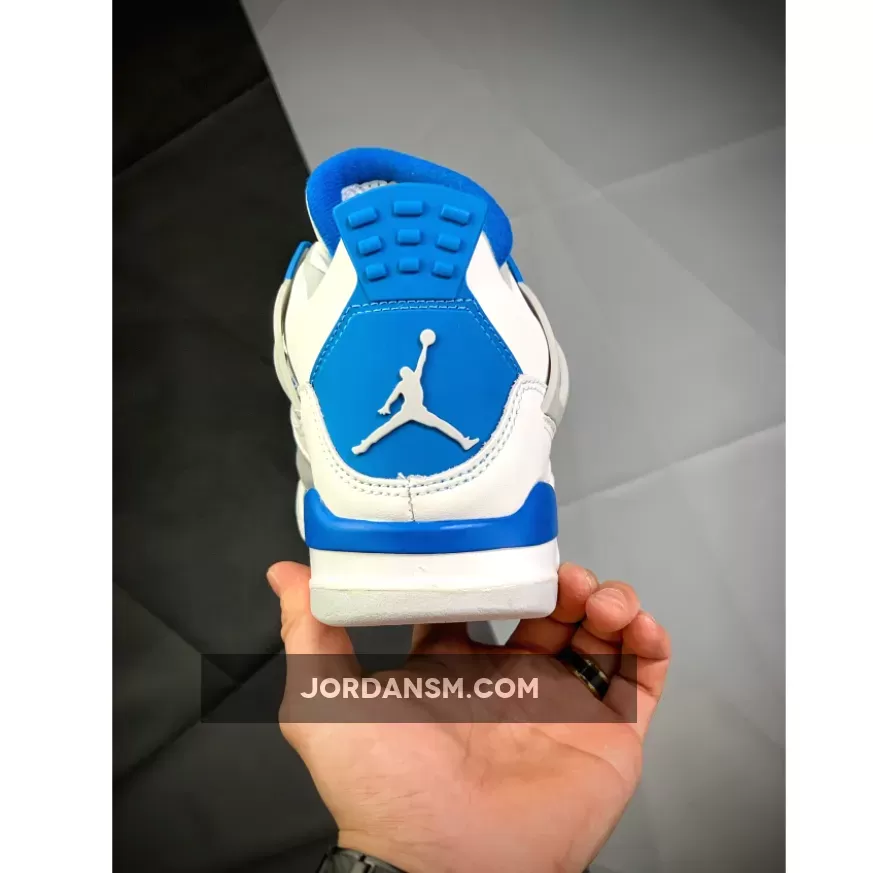 Air Jordan 4 Retro White/Neutral Grey-Military Blue 308497-105 / 308497105
