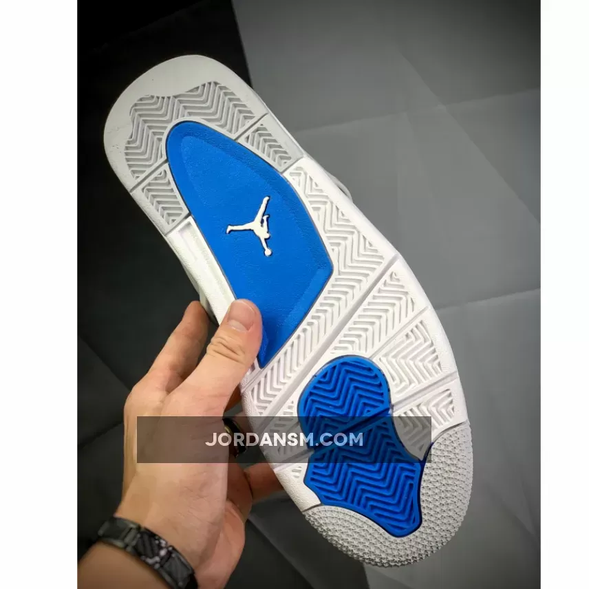 Air Jordan 4 Retro White/Neutral Grey-Military Blue 308497-105 / 308497105