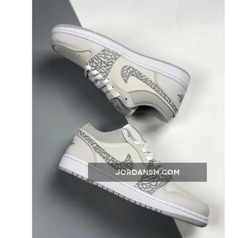 Air Jordan 1 Low PRM 'Elephant Print' White/Neutral Grey-Sail DH4269-100 Online