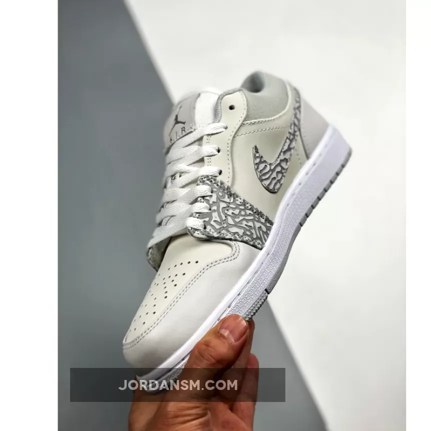 Air Jordan 1 Low PRM 'Elephant Print' White/Neutral Grey-Sail DH4269-100 Online
