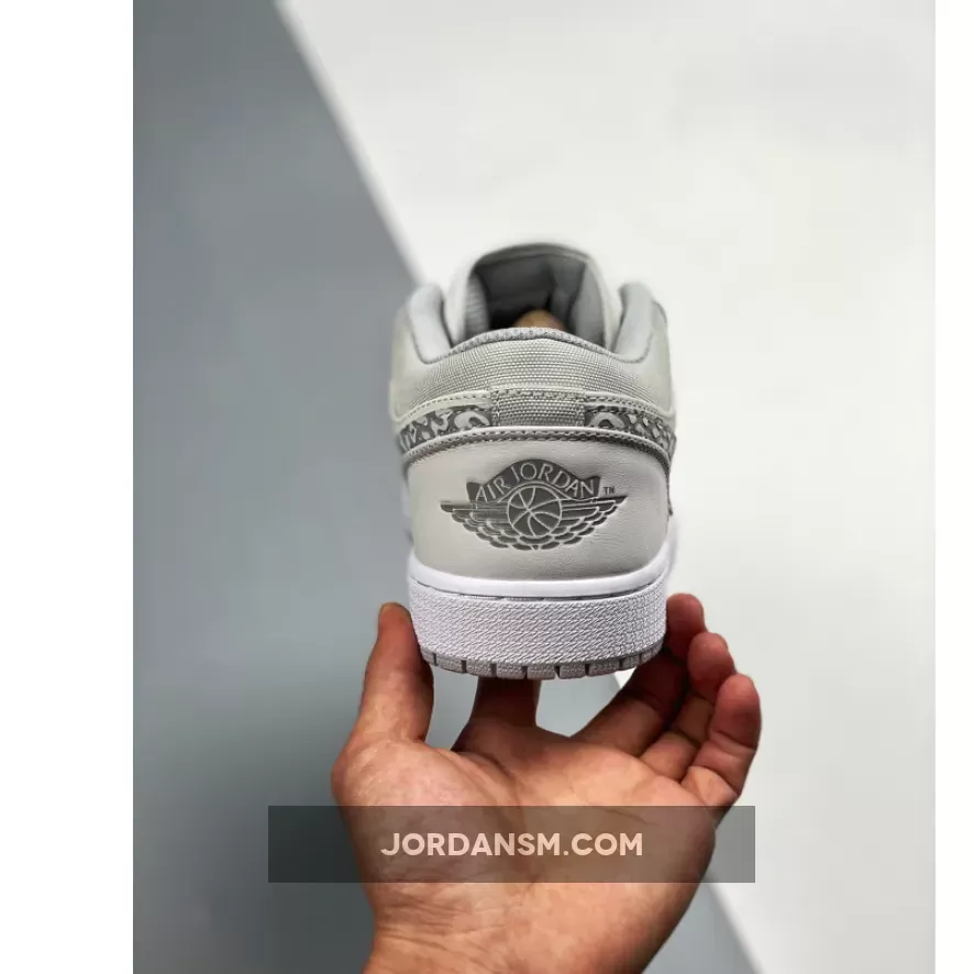 Air Jordan 1 Low PRM 'Elephant Print' White/Neutral Grey-Sail DH4269-100 Online