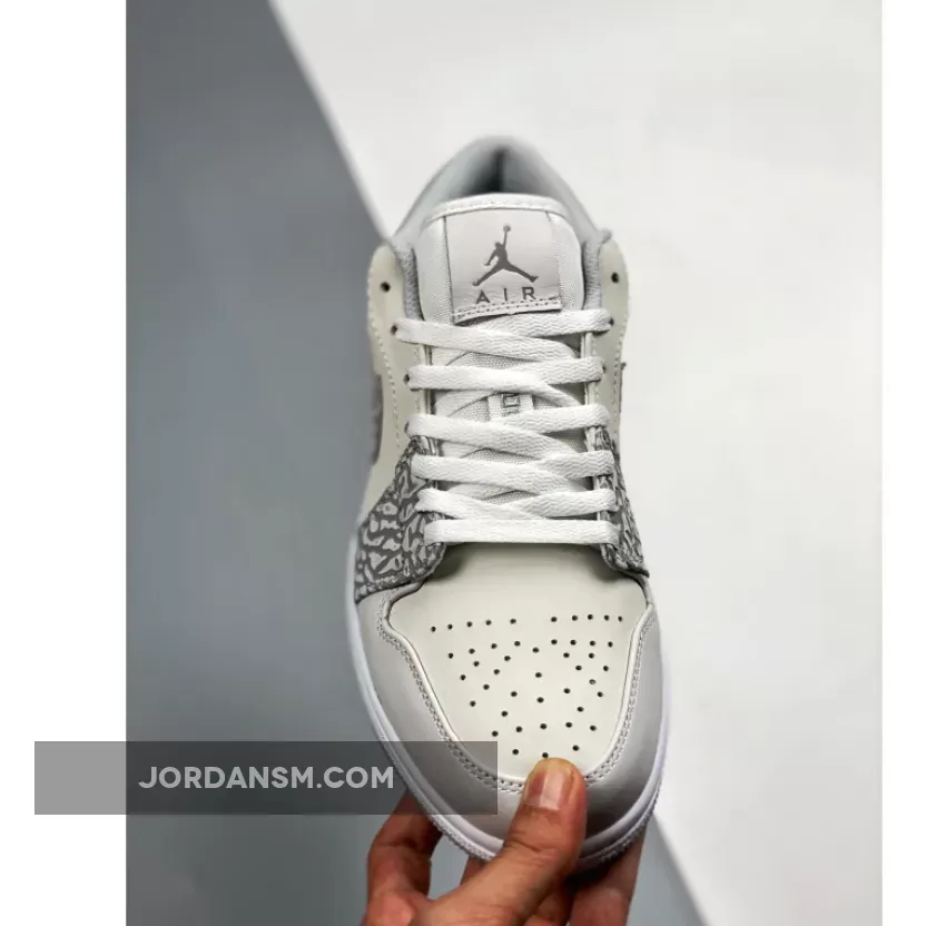 Air Jordan 1 Low PRM 'Elephant Print' White/Neutral Grey-Sail DH4269-100 Online