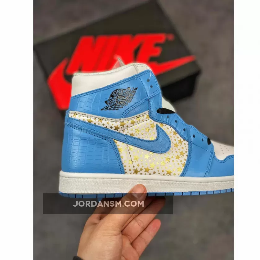 Supreme X Air Jordan 1 High Stars University Blue 555088-181 New Releases