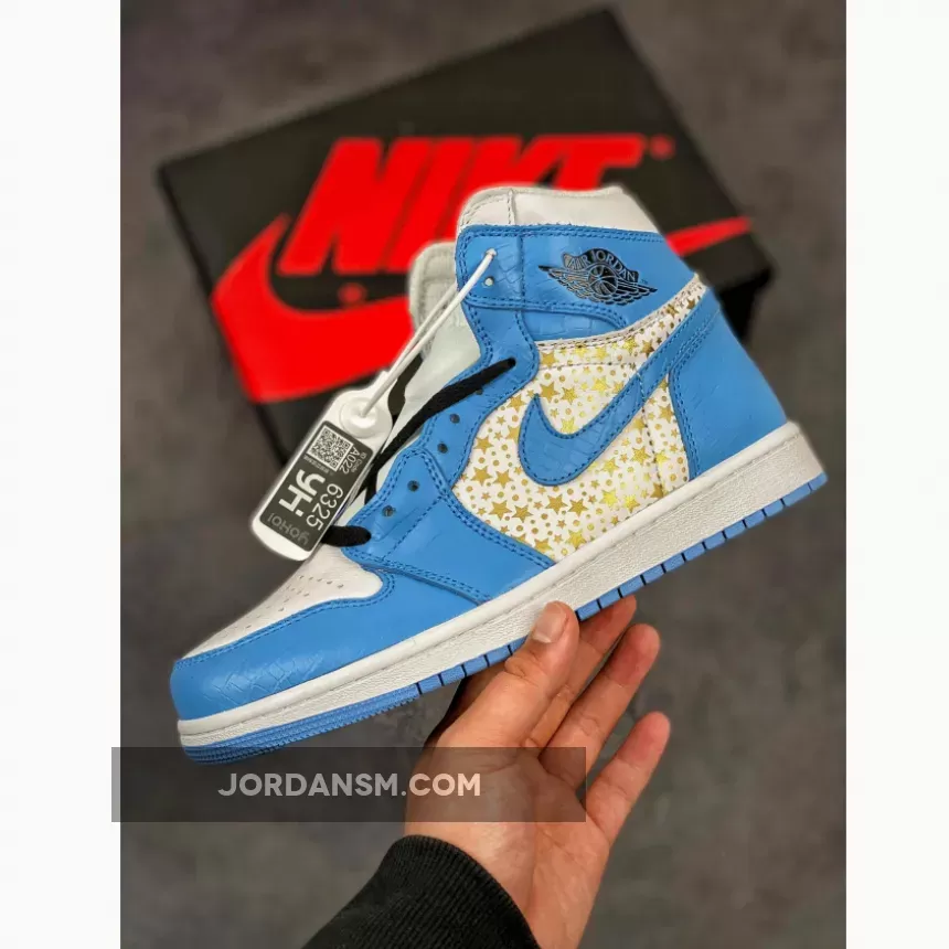 Supreme X Air Jordan 1 High Stars University Blue 555088-181 New Releases