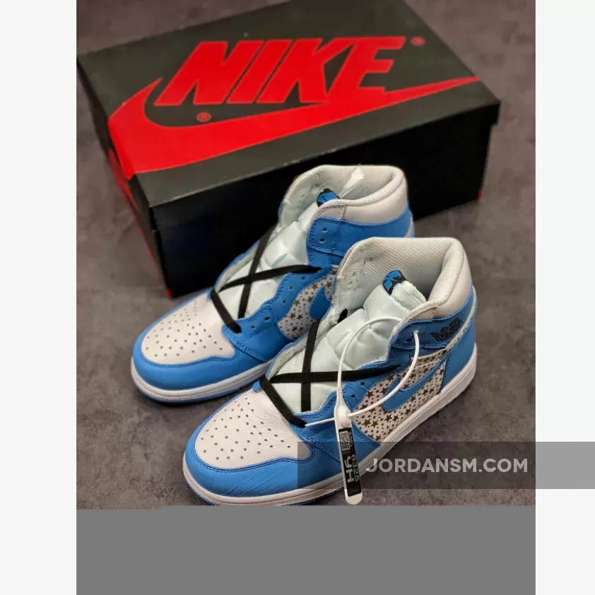 Supreme X Air Jordan 1 High Stars University Blue 555088-181 New Releases