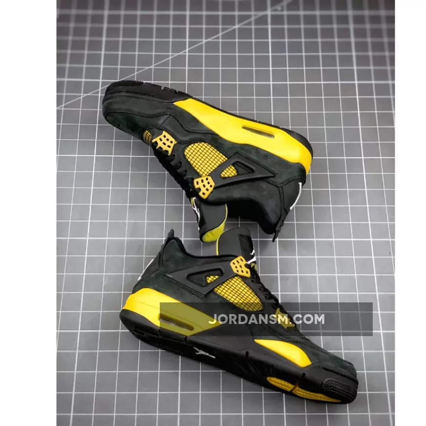 Air Jordan 4 'Thunder' Black/Vibrant Yellow-White New Releases