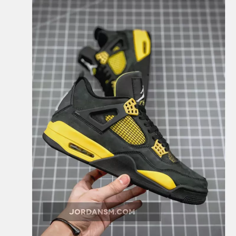 Air Jordan 4 'Thunder' Black/Vibrant Yellow-White New Releases