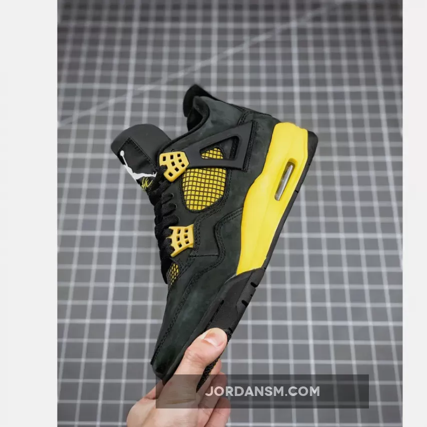Air Jordan 4 'Thunder' Black/Vibrant Yellow-White New Releases