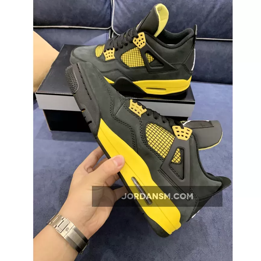 Air Jordan 4 'Thunder' Black/Vibrant Yellow-White New Releases