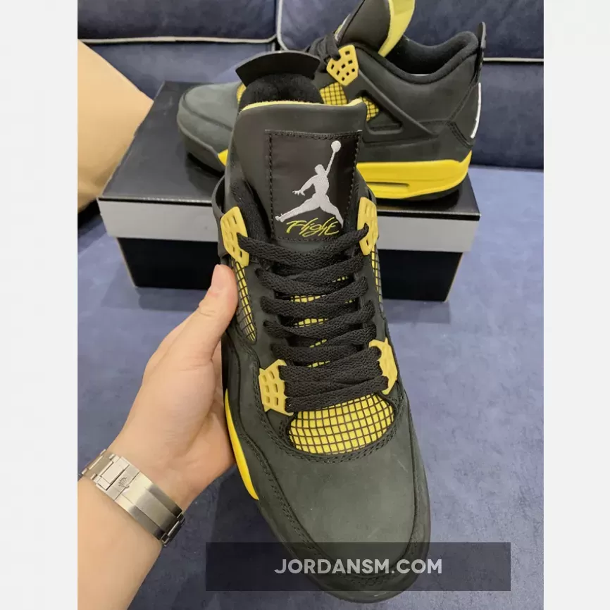 Air Jordan 4 'Thunder' Black/Vibrant Yellow-White New Releases