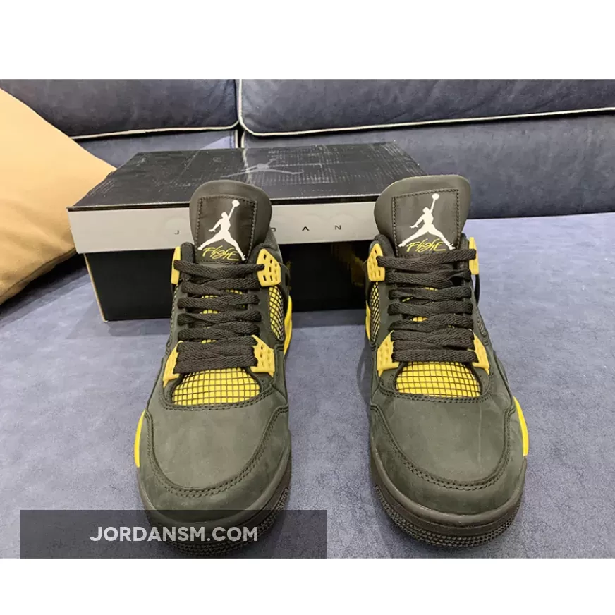Air Jordan 4 'Thunder' Black/Vibrant Yellow-White New Releases