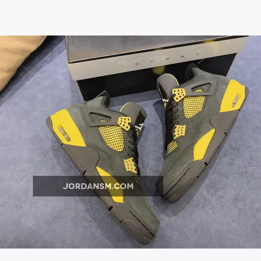 Air Jordan 4 'Thunder' Black/Vibrant Yellow-White New Releases