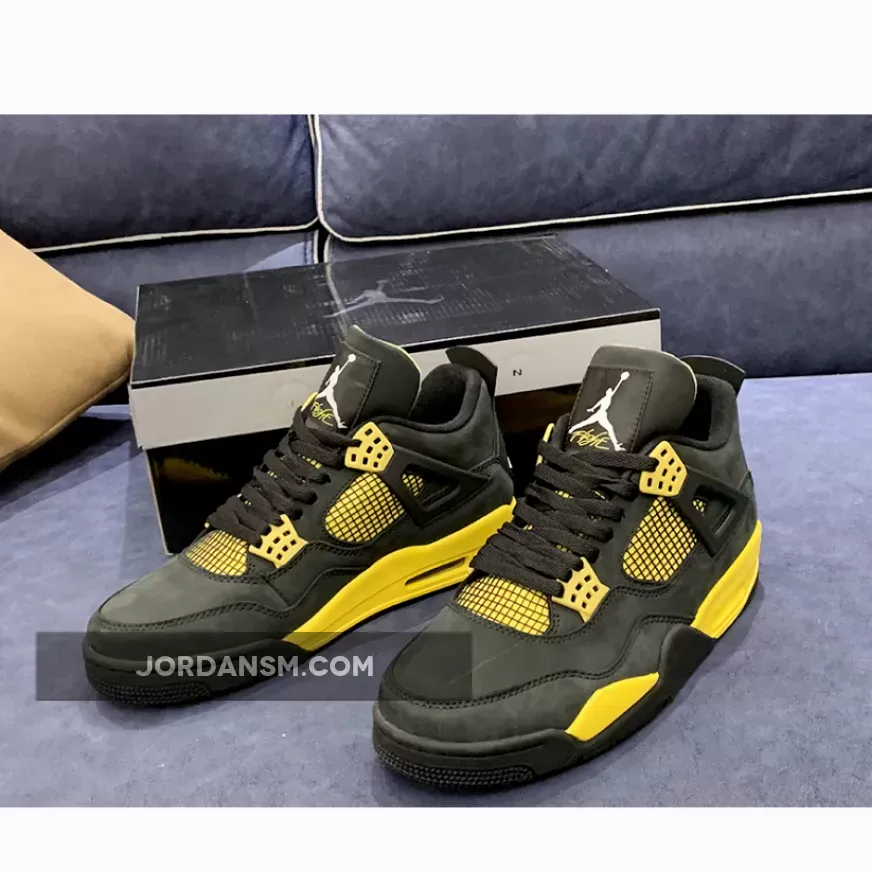 Air Jordan 4 'Thunder' Black/Vibrant Yellow-White New Releases