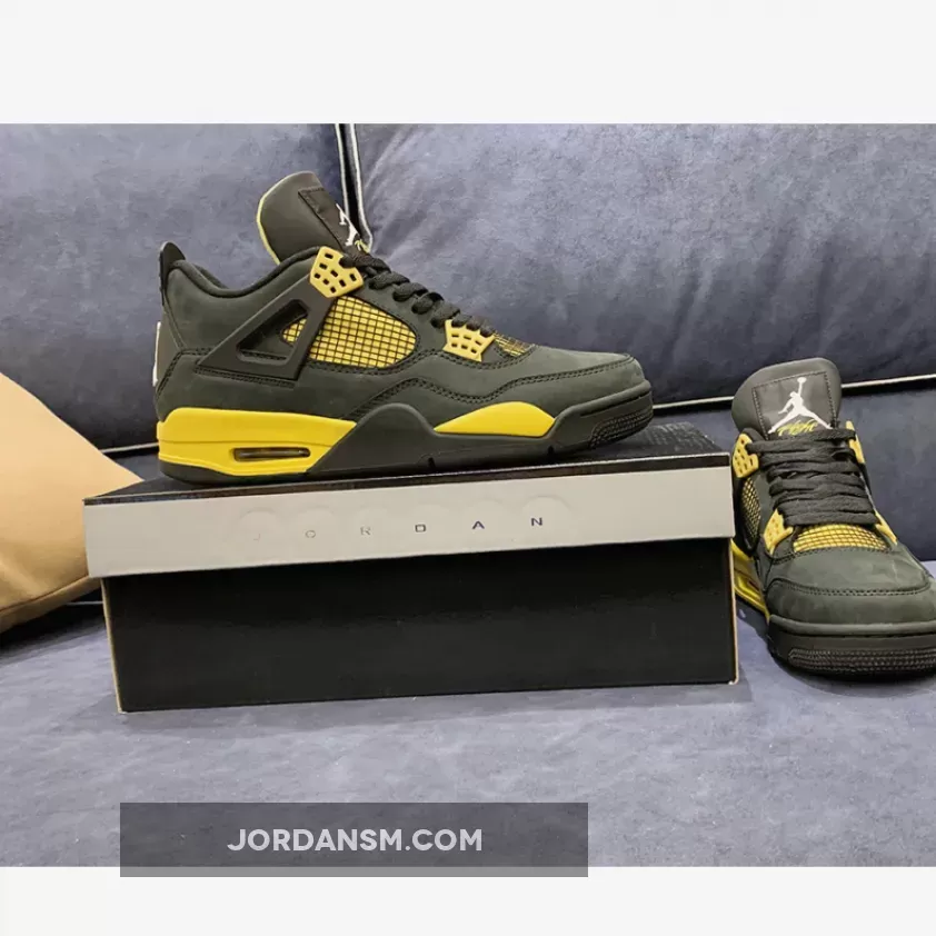 Air Jordan 4 'Thunder' Black/Vibrant Yellow-White New Releases
