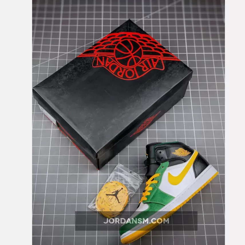 Air Jordan 1 Mid 'Sonics' Gorge Green/University Gold-White-Black 554724-307 Restock