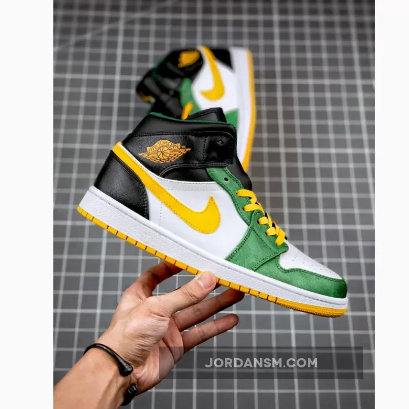 Air Jordan 1 Mid 'Sonics' Gorge Green/University Gold-White-Black 554724-307 Restock
